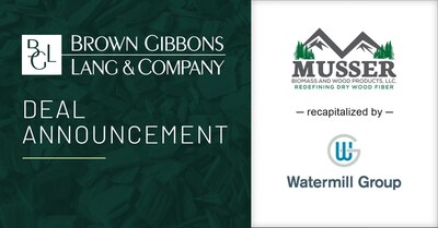 Brown Gibbons Lang & Company (BGL) is pleased to announce the recapitalization of Musser Biomass and Wood Products (“Musser” or the “Company”), a leading producer of premium ESG-certified reclaimed biomass wood fiber, by the Watermill Group. BGL’s Engineered Materials, Building Products, and Energy Transition investment banking teams served as the exclusive financial advisor to Musser Biomass and Wood Products in the transaction.