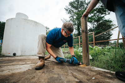 Bosch Power Tools volunteered its team's time to help with fence/shed repairs, landscaping and table-building tasks, supporting the Charlotte, NC community.