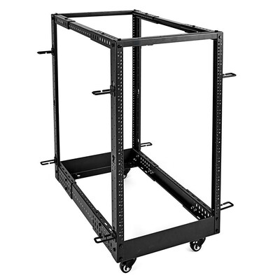 The new line of ShowMeCables open-frame four-post racks all have adjustable rack depths from 22 to 40 inches.