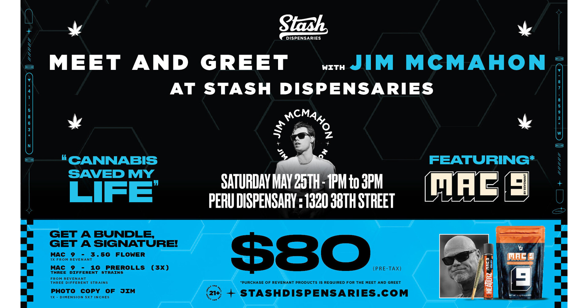 Meet Chicago Bears Legend Jim McMahon at Stash Dispensaries in Peru!