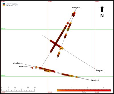 Figure 1. Plan View of the Wine Occurrence with Holes 24-2, 4 and 6 Highlighted (CNW Group/Nican Ltd.)