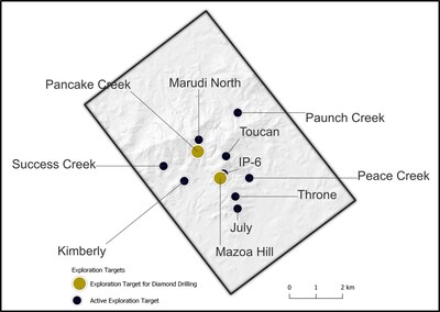 Figure 1. Property overview showing exploration targets (CNW Group/Golden Shield Resources Inc.)