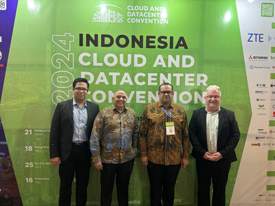 EDGNEX Data Centres by DAMAC officially announced a 15 MW Data Center investment in Indonesia. This announcement was made by Danish Nayar, SVP of Investment and Acquisition, DAMAC Capital (third from right), along with colleagues at the Indonesia Cloud & Datacenter Convention 2024 on May 16, 2024. (PRNewsfoto/DAMAC Group)