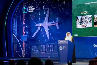 H.E Dr Abdullah Al Rabeeah delivering his speech at the Future Aviation Forum, Riyadh