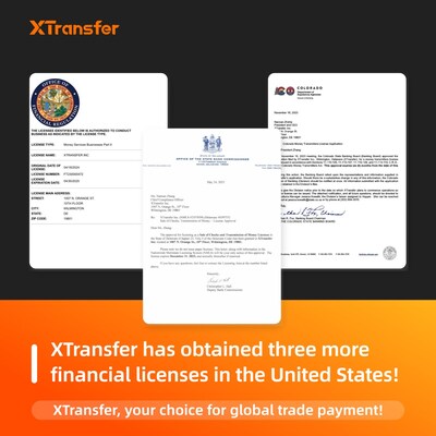 XTransfer has obtained three more Payment Licenses in the United States