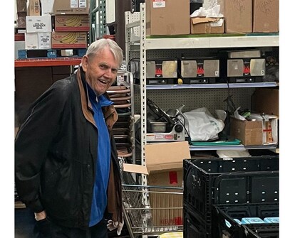 Tom Haag volunteering at The River Food Pantry.