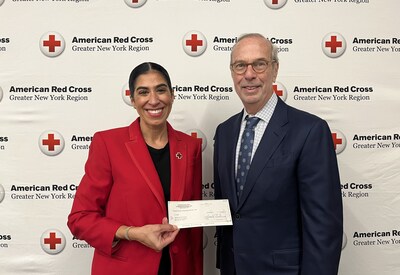 Celena Roldan Sarillo chief executive officer of the American Red Cross Greater New York Region with Mark Schienberg, president of the Greater New York Automobile Dealers Association at the Red Cross headquarters in Manhattan.