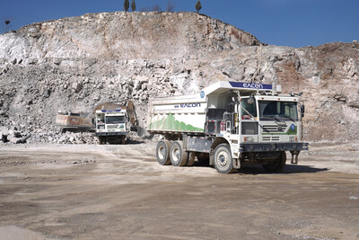 EY60, Electric Battery Truck in Fushan Quarry (PRNewsfoto/EACON Mining Technology)