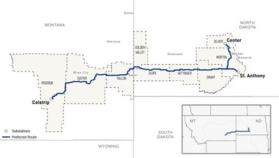 Proposed route of the North Plains Connector transmission line