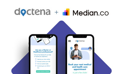 Doctena has launched a full-feature mobile app for iOS and Android after collaborating with Median.co. The new app now serves over 40,000 daily users, with patients making more than 1.5 million appointments per month. (CNW Group/Median.co) (CNW Group/Median.co)
