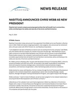 NASITTUQ ANNOUNCES CHRIS WEBB AS NEW PRESIDENT