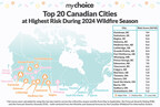 MyChoice Reveals 20 Canadian Cities at Highest Risk During the 2024 Wildfire Season and Its Impact on Home Insurance