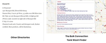 Comparison of the level of detail in the Tank Wash Finder vs other online directories.