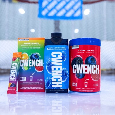 CWENCH Hydration launches in North America featuring seven performing electrolytes, zero sugar, all-natural ingredients, and under 10 calories per serving. (CNW Group/Cizzle Brands Ltd.)