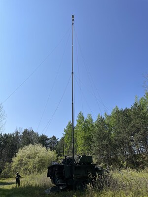 Mission success. The Dispersed Command Post is using the new Orion X510 radio to link back to the rear-headquartered Orion X500 radio, via an Orion X530 on a VHA drone. This simultaneously improves local TSM MANET performance.