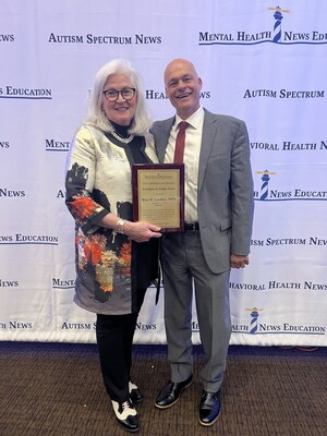 Melmark Executive Vice President of Clinical Services Frank L. Bird presented the Mental Health News Education's (MHNE) Excellence in Autism Award to Melmark President and CEO Rita M. Gardner at a reception held at New York University's Kimmel Center in New York City on May 16, 2024.