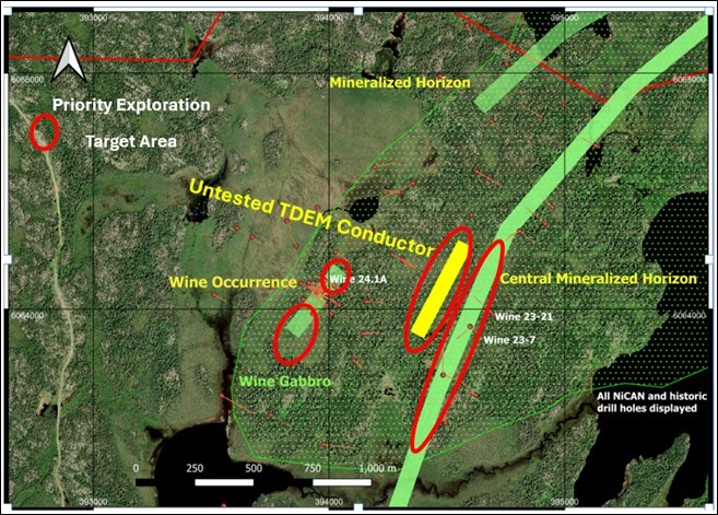 Figure 1. Wine Gabbro and Conductive Horizons (CNW Group/Nican Ltd.) Figure 1. Wine Gabbro and Conductive Horizons (CNW Group/Nican Ltd.)