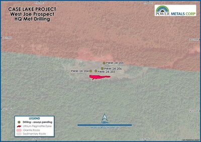 Figure 1 – Metallurgical Drill Holes completed at West Joe (CNW Group/Power Metals Corp.)
