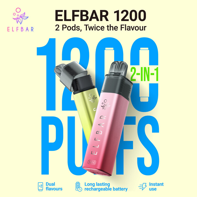 2-in-1 pod vape ELFBAR 1200 lands in the UK