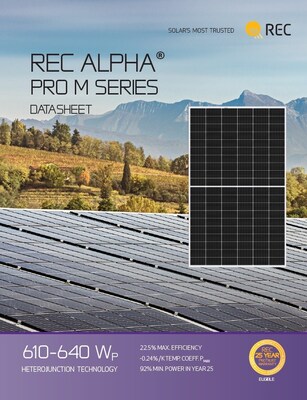 REC's new HJT solar panel for commercial and industrial rooftop and ground mount installations, the REC Alpha Pro M