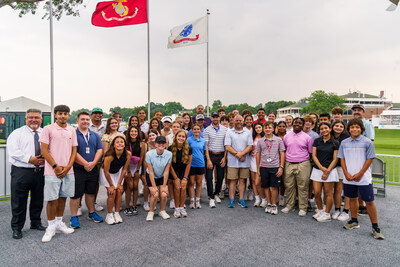 White Settlement ISD Students Pose With PGA Pro Ben Silverman During Charles Schwab Challenge Pro Am Day at Colonial Country Club in Fort Worth, Texas