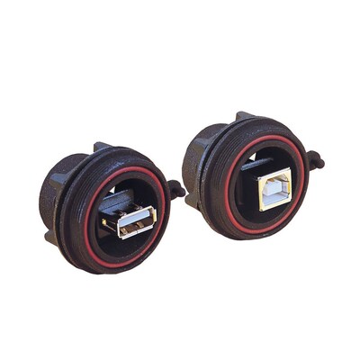 ShowMeCables' new line of Bulgin products includes these Buccaneer USB circular power connectors.