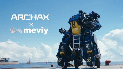 The ARCHAX robot is seen in walking mode.