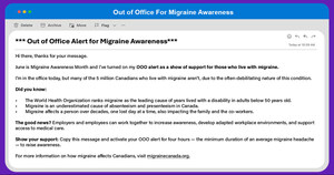 National Campaign Encourages Canadians to go "Out of Office" This Migraine Awareness Month