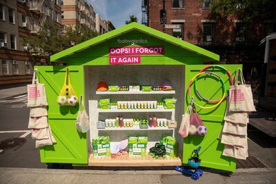 Babyganics Oops! I Forgot It Again stand at Bleecker Playground in New York City