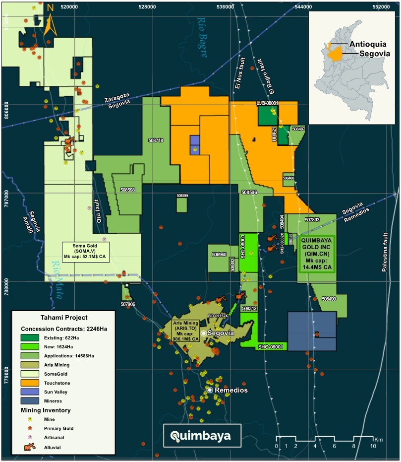 Tahami Project (CNW Group/Quimbaya Gold Inc.)