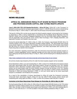 Africa Oil Announces Results of Share Buyback Program and Provides Share Capital and Voting Rights Update (CNW Group/Africa Oil Corp.)