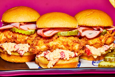 Southern fried chicken, homemade pimento cheese and black forest ham go into Topgolf’s Southern Summer Sliders, available June 19 through mid-September.