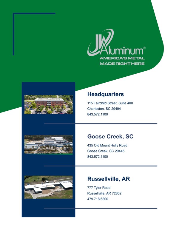 JW Aluminum Achieves Aluminum Stewardship Initiative Certification for Entire Operations. The company's South Carolina and Arkansas locations are the first continuous cast rolling facilities in the U.S. to be fully certified to ASI’s Performance Standard V3 (2022). JW Aluminum serves the building products, HVAC, and transportation markets.