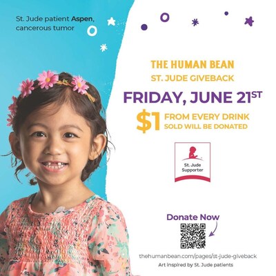 The Human Bean will host its inaugural St. Jude Giveback Day on Friday, June 21, 2024.