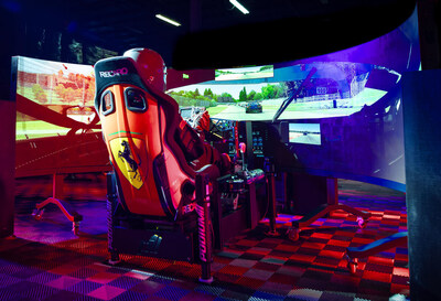 PixelFLEX LED and Podium One Racing Simulator with curved direct view LED technology.