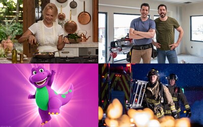 Clockwise: Pamela’s Cooking with Love, Don’t Hate Your House, Barney’s World, Yukon Rescue (CNW Group/Corus Entertainment Inc.)