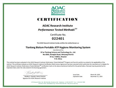Tianlong Dorong Kelestarian Alam Sekitar dan Pemantauan Kebersihan menerusi Siri Sistem Pemantauan Kebersihan ATP Mudah Alih Biolum