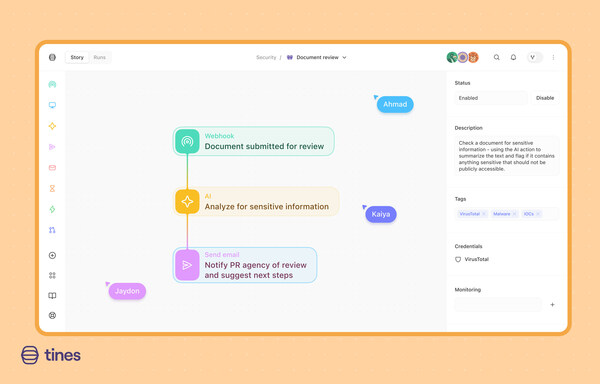Tines Unveils AI-Enhanced Workflow Automation Capabilities (PRNewsfoto/Tines)