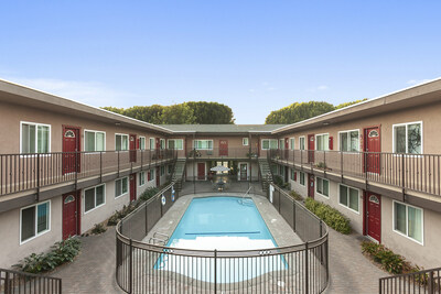 A view of the Four Seasons Apartment Homes in Paramount, California.