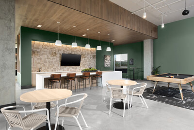 The “Renew-trals” sub palette is a new take on neutrals with earthy, restorative hues such as Boreal (N420-5) and Colorful Leaves (M190-7) which were used in this community space.