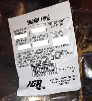 Absence d'informations nécessaires à la consommation sécuritaire de saumon fumé préparé et vendu par l'entreprise IGA extra Rivière-du-Loup