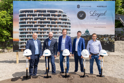 Danny Galimi, Chief Financial Officer and Partner at Groupe HD, Franois Beaulieu, President of Construction Praxis, ric Fortin, President of Kastello Immobilier, Thomas Dufour, Co-President of Groupe HD and Jean-Philippe Hbert, Co-President of Groupe HD. (CNW Group/Groupe HD)