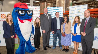 (Credit: Chip McCrea) Left to right: Michelle Ford Faist, Head of Corporate Affairs, StarKist; Charlie the Tuna; Coco Black, VP of Strategic Partnerships and Cause Marketing, Feed the Children; Bob Van Hoecke, Board Member, Cornerstones; Fairfax County Supervisor, Dranesville, Jimmy Bierman; Virginia State Delegate, Fairfax, Karen Keys-Gamarra; Virginia State Delegate, Loudoun, Atoosa Reaser; Tom Aslin, Vice President, Marketing of StarKist