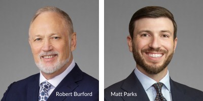 Burford Perry name partner Robert Burford, left, and Matt Parks were recognized by the Chambers USA 2024 Guide for their work in commercial litigation.