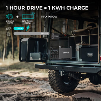 Driving Fast Charger Fleet 1000 Compatible with M2000 Portable Power Station Generator, Car and Solar Max 1000W Fast Charging Batteries suitable for Gasoline RVs, Diesel Cars