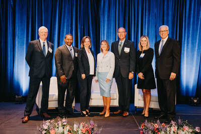 Picture (L to R): Mark Sander, President & Chief Operating Officer for Old National Bank; Leo Harmon, CFA, CAIA, Senior Managing Director, Chief Investment Officer, Portfolio Manager Equity Management for Mesirow; Natalie Brown, CEO, Mesirow; The Hon. Deborah Conroy, Chair, DuPage County Board; Greg Bedalov, President & CEO, Choose DuPage; Laurie Miller, Partner, Ice Miller; Glenn Mazade, Senior Vice President, Old National Bank
