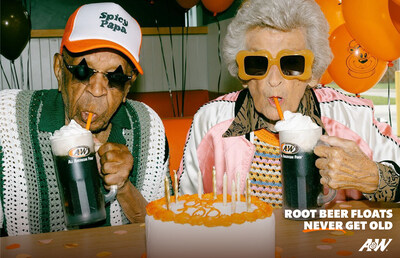 World War II veterans Glendell Bennett (100) and Hazel Calloway (104) enjoy their free Root Beer Floats at A&W. 
Photo Credit Elizabeth Withers