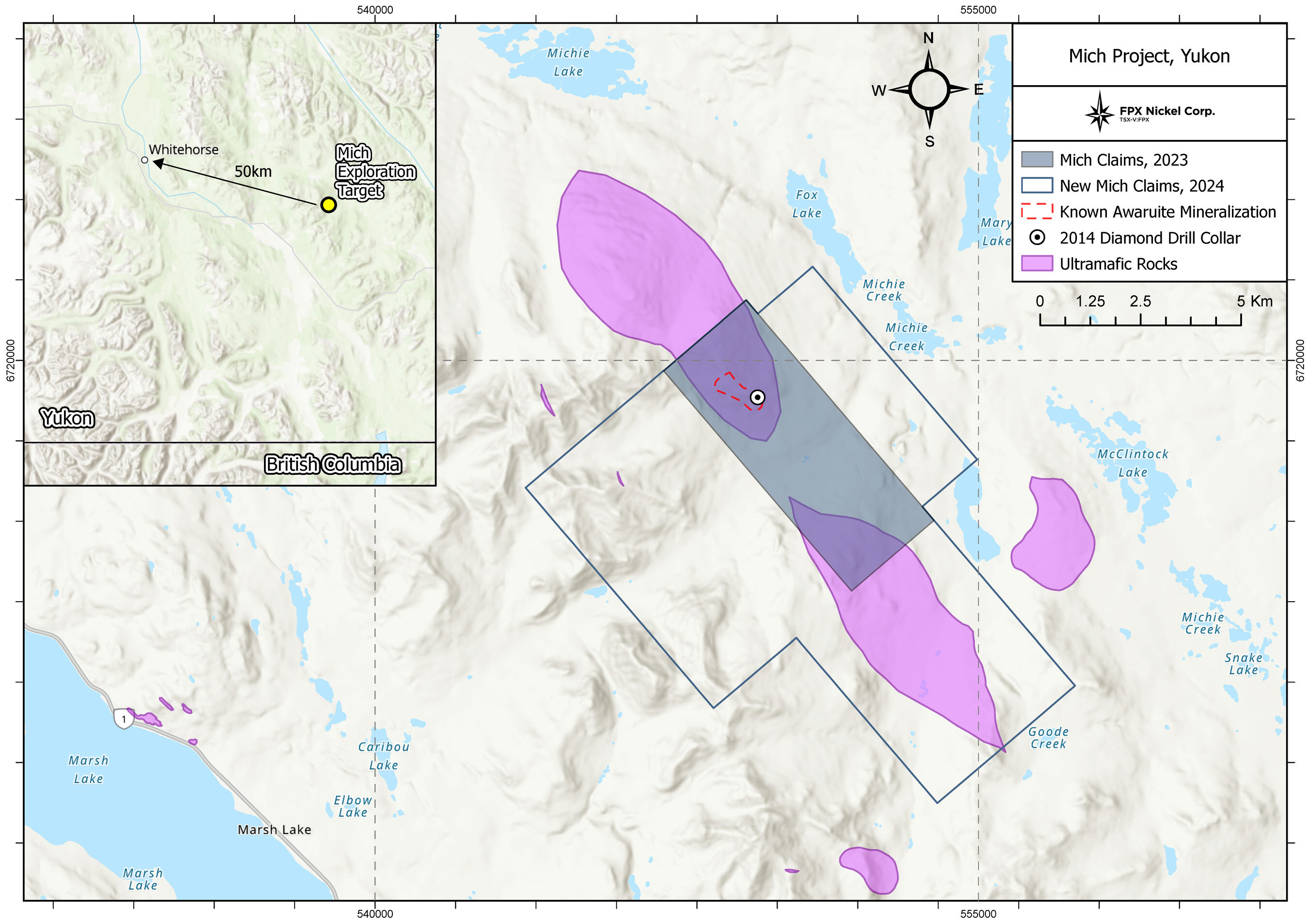 Figure 1 – Expanded Claims Package for the Mich Project in Yukon (CNW Group/FPX Nickel Corp.) Figure 1 – Expanded Claims Package for the Mich Project in Yukon (CNW Group/FPX Nickel Corp.)