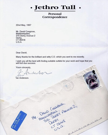 Letter from Jethro Tull's Ian Anderson