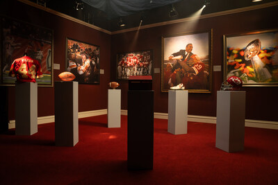 A behind-the-scenes photo of the museum set constructed inside GEHA Field at Arrowhead Stadium for the Kansas City Chiefs 